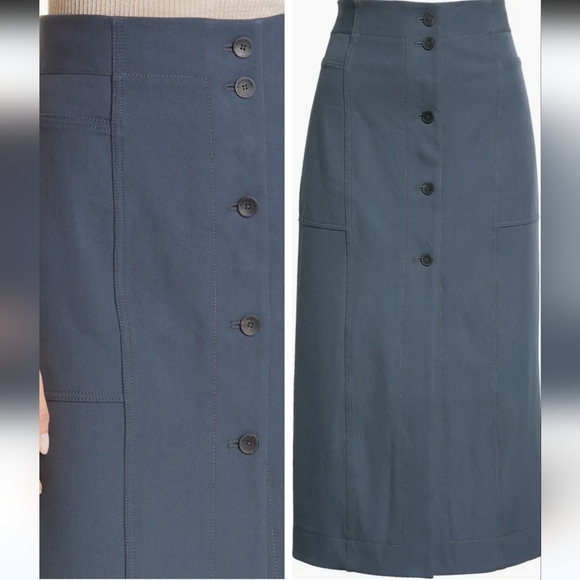 NEW MM Lafleur the Lane skirt midi gray blue better than denim stretch 8 - Picture 9 of 16